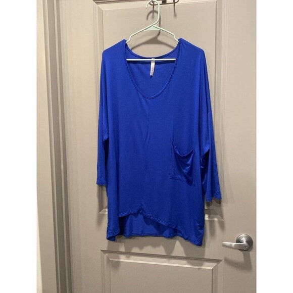 Boutique E.C. Royal Blue V-Neck Top XXL Oversized - Picture 1 of 4